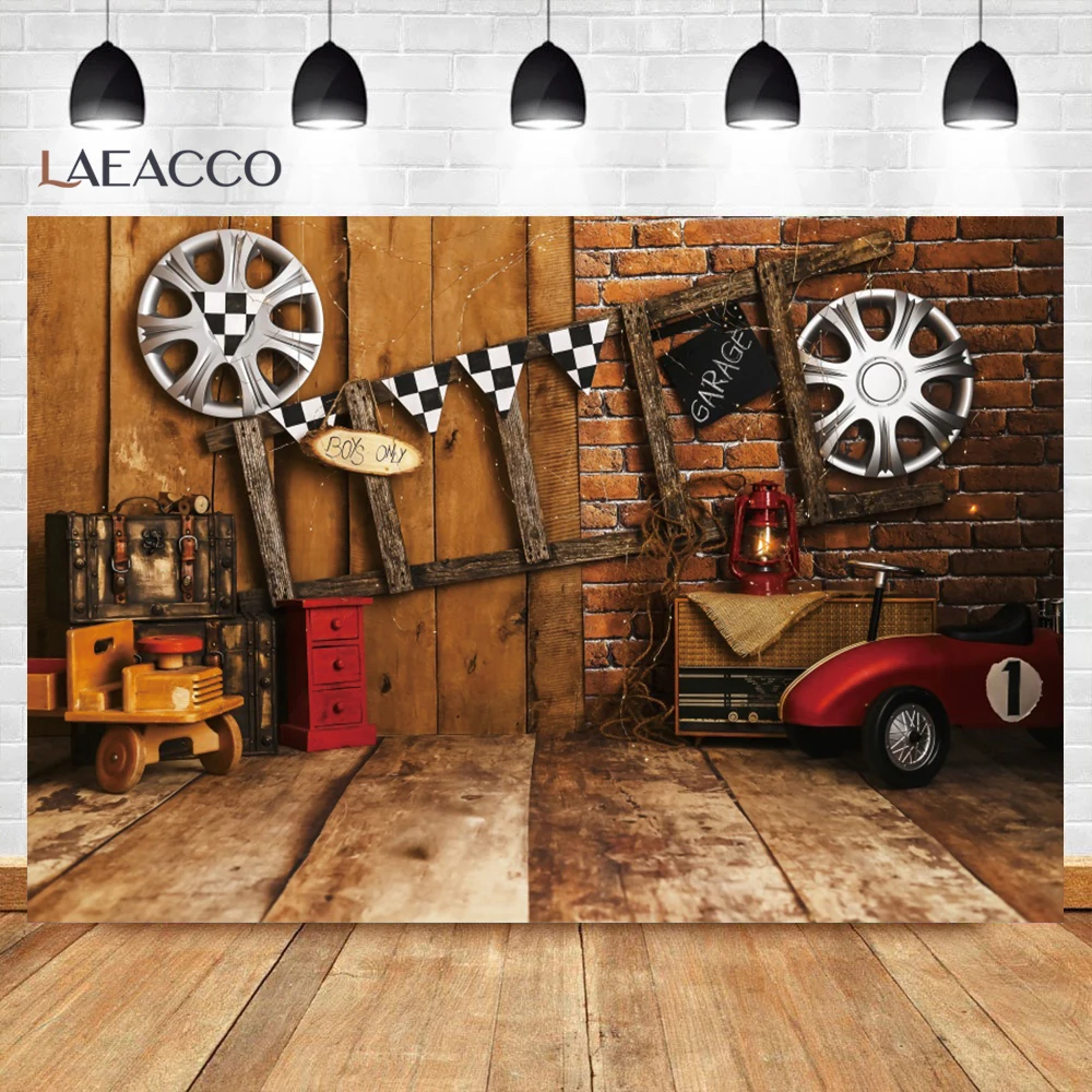 Kids Birthday Cartoon Car Photography Background ROUTE 66 Theme Kids Party Baby Shower Portrait Indoor Photocall Backdrop Props