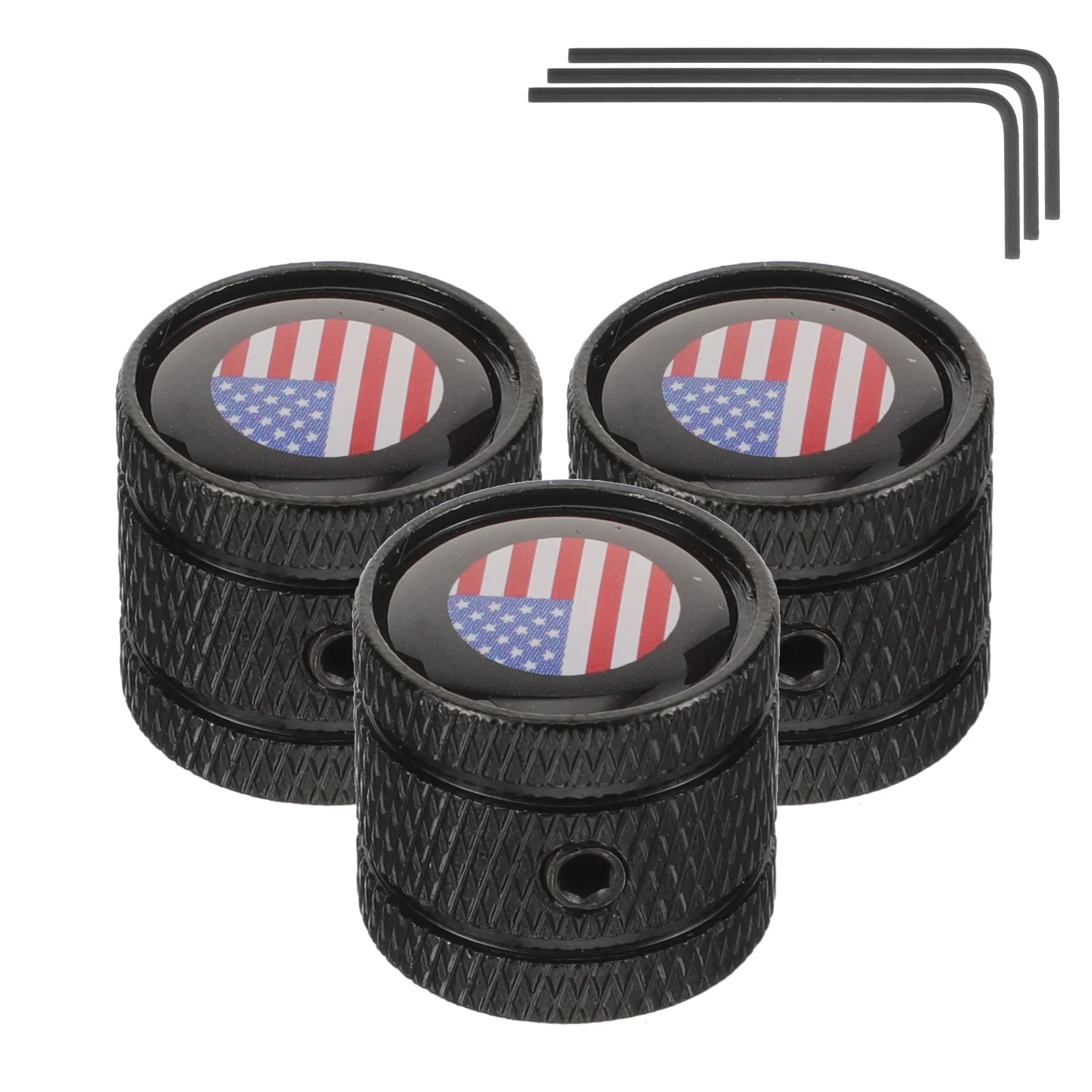 

3 Pcs Guitars American Flag Electric Bass Knob Supply Potentiometer Volume Knobs Black Control