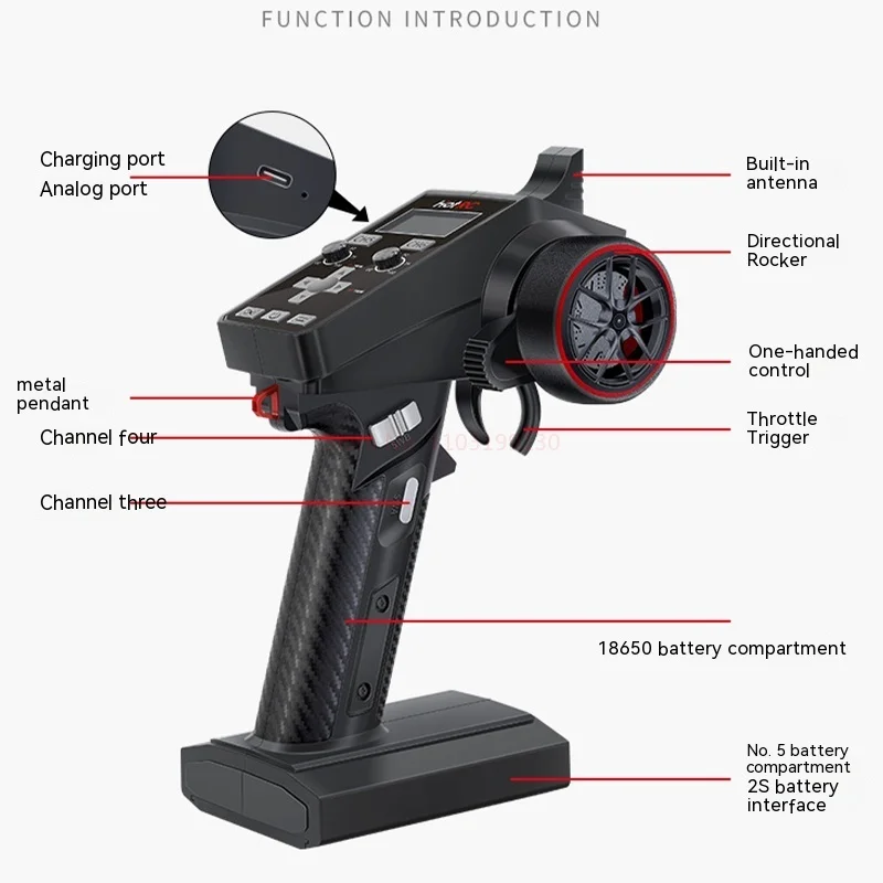 Hotrc-Ct-6a Controle de arma, 6 canais com receptor para assentamento e compensação, controle remoto do navio, veículo e navio, 2.4g