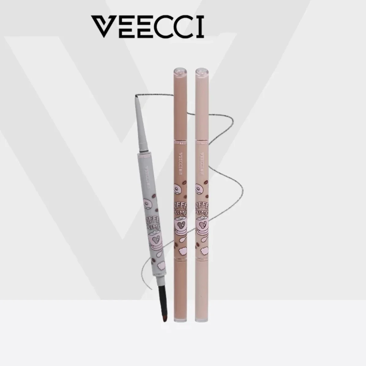 VEECCI Eyeliner-Stift, doppelseitig, integrierter Klingenpinsel, farbsichernd, langlebig, kein Verschmieren, 50 mg Augen-Make-up-Kosmetik