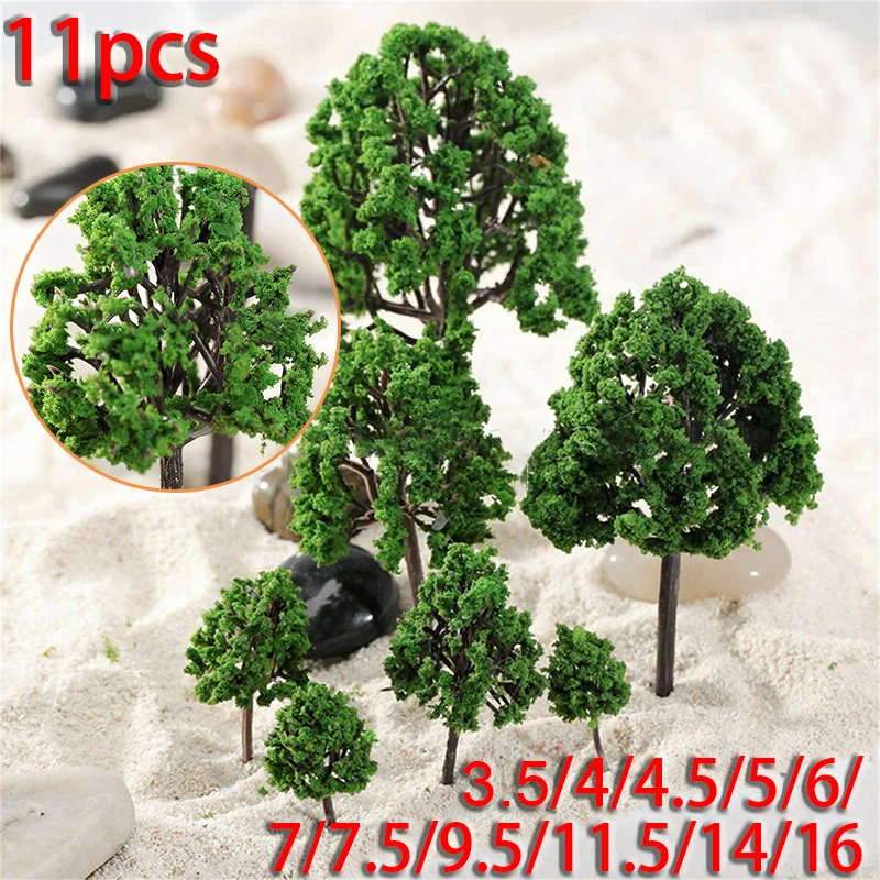 11Pcs Mixed Artificial Model Trees For Railway Diorama Sand Table Model Scenery Building Landscape Layout Accessories Kit