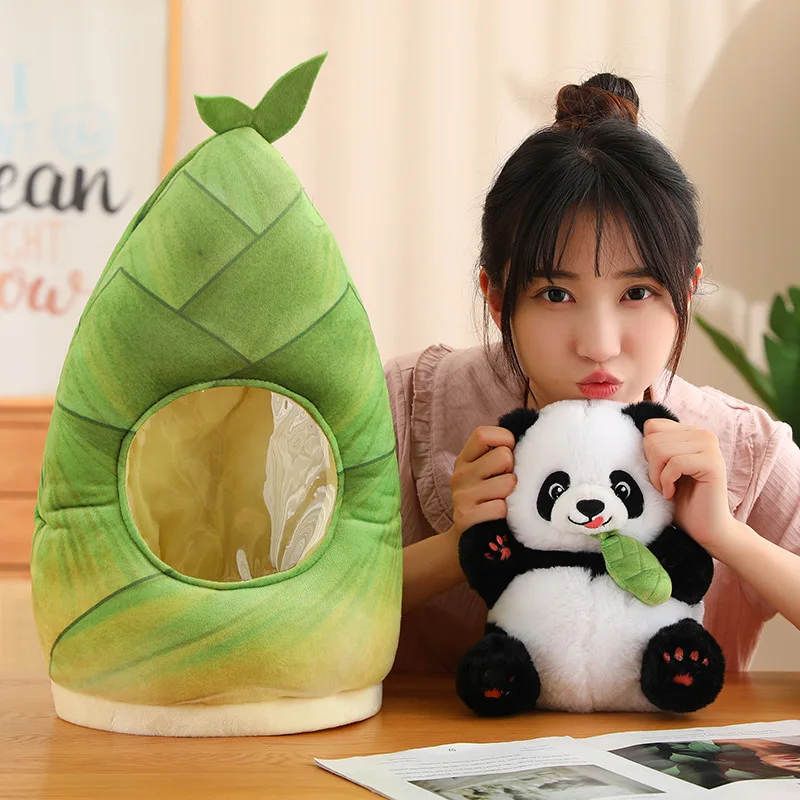 Ctue Funny Bamboo Panda Plush Toy Cute Stuffed Animals Hiding Pillow Intresting Bag Soft Toys