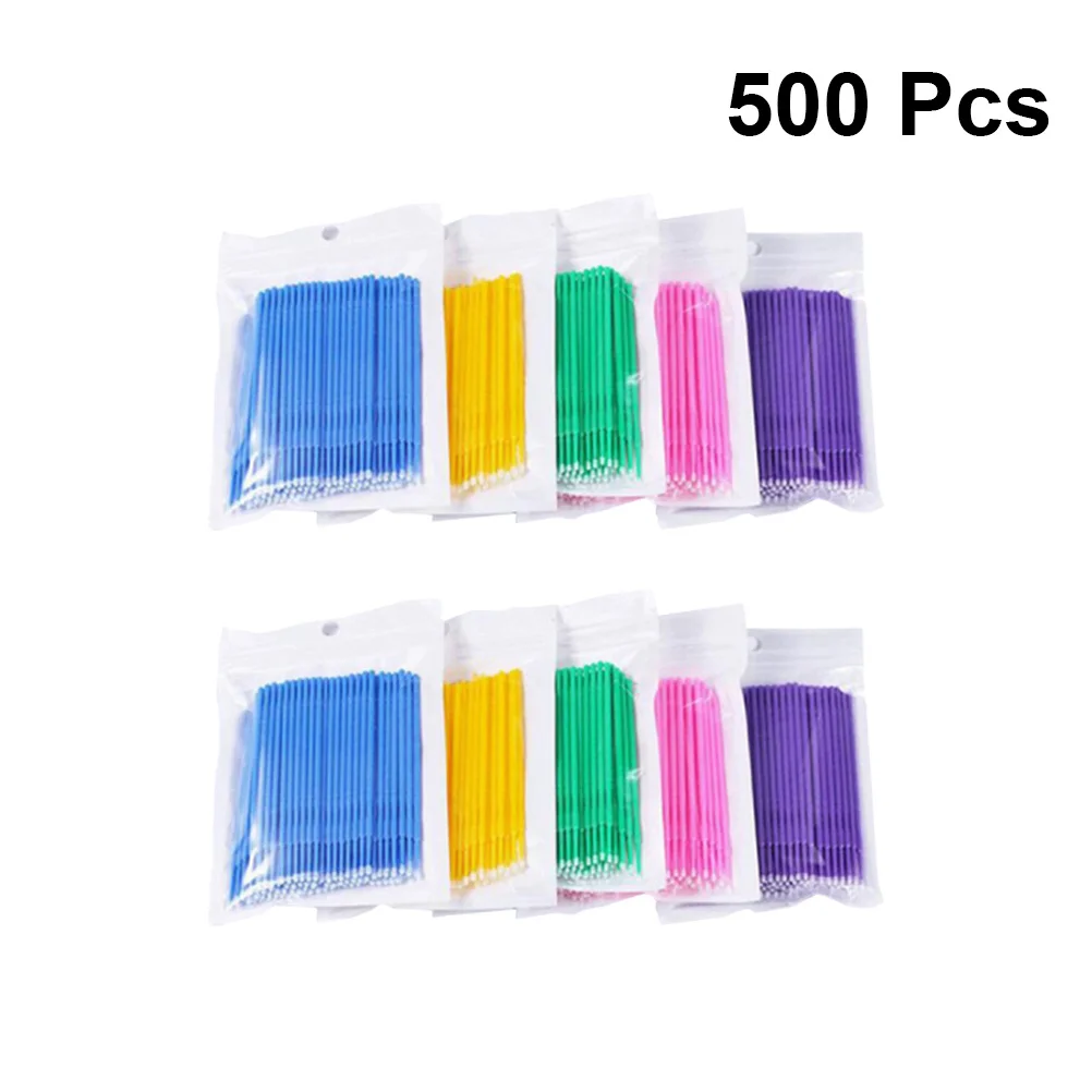 500 pcs Eyelash Cleaning Rods Disposable Grafting Tools Bendable For Lash Primer Remover Application Salon Use Makeup Cotton