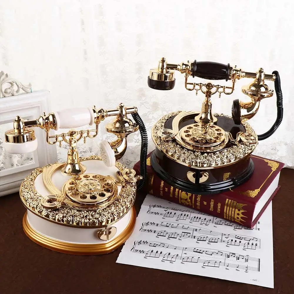 Light Luxury Classic Style Dial Old-fashioned Telephone Music Box Home Desk Porch Home Decoration Living Room Decoration