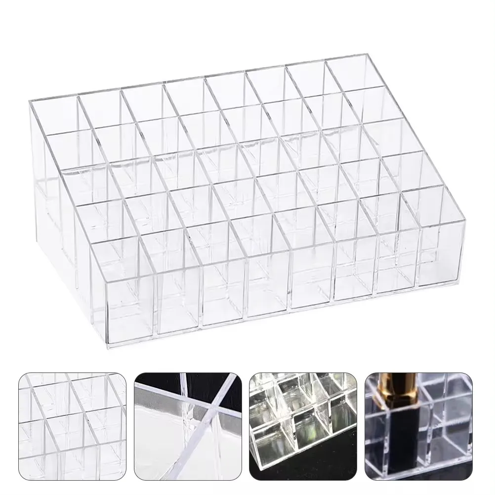 Clear 9-40 Grid Lipstick Stand Case Makeup Organizer Storage Box Lipstick Display Stand Holder Cosmetic Jewelry Organizer Box