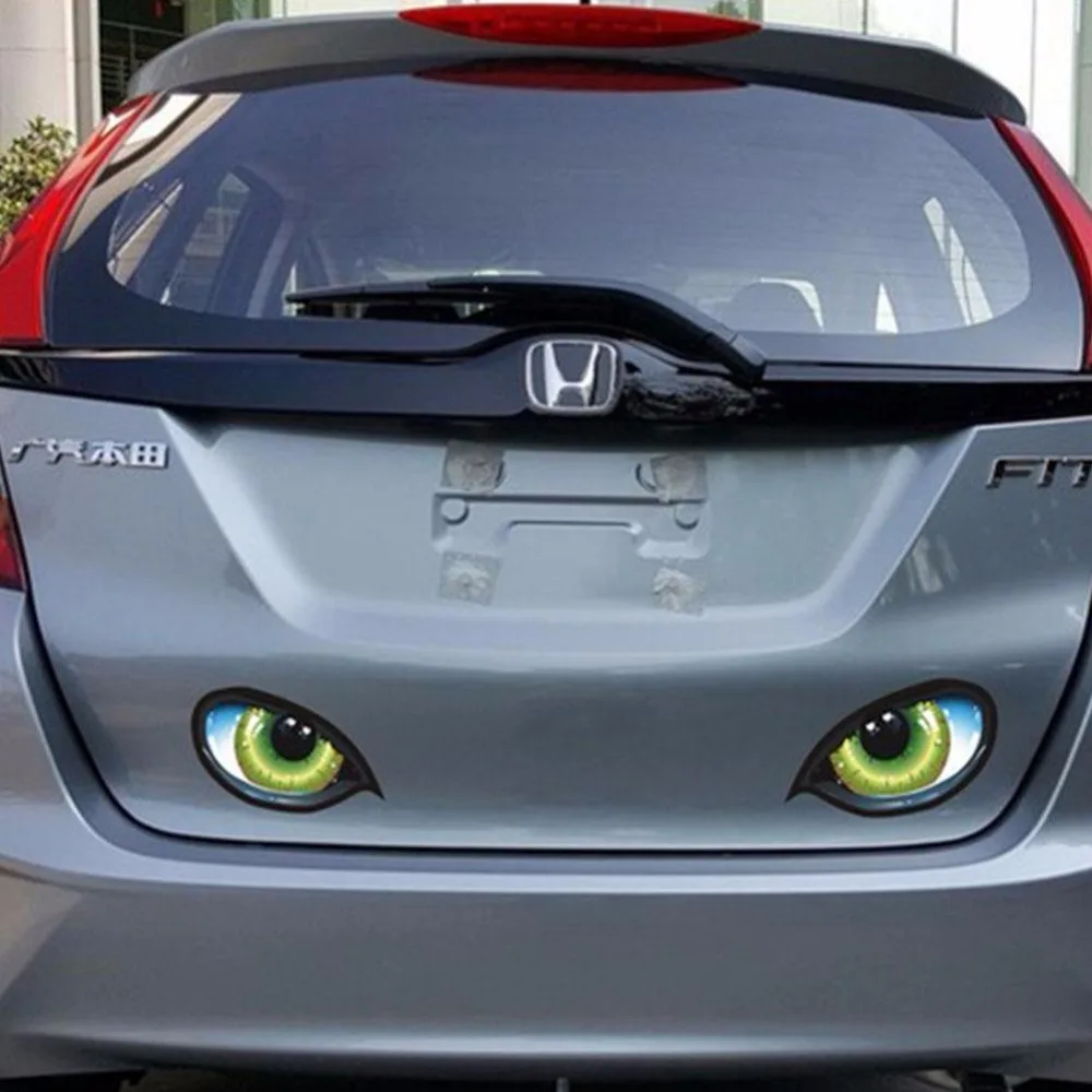 2pcs Funny 3D Stereo Car Stickers Reflective Cat Eyes Window Decals Auto Body Styling Rear Windshield