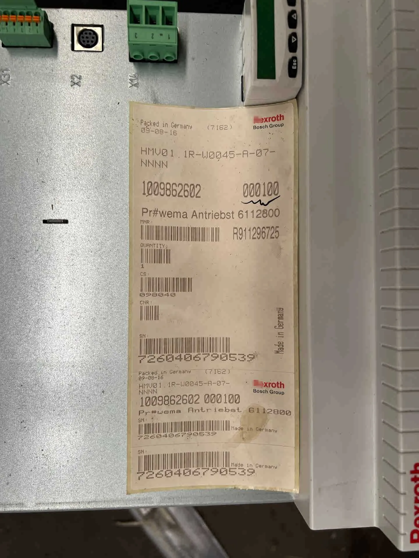 レックスロス用電源 HMV01.1R-W0045-A-07-NNNN