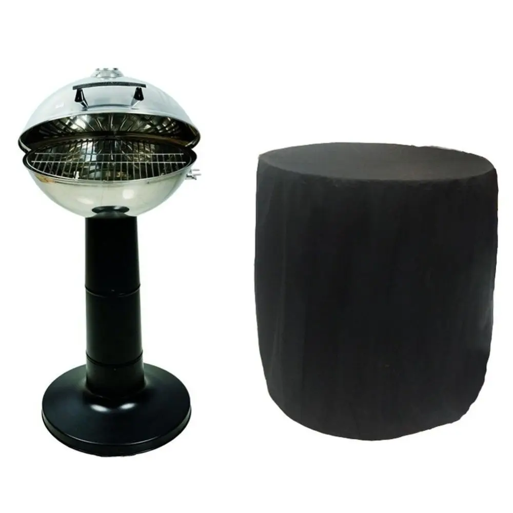 Round Outdoor Grill Cover Waterproof Dustproof 210D Polyester Taffeta with Silver Coating UV Protection for Rain and Sun