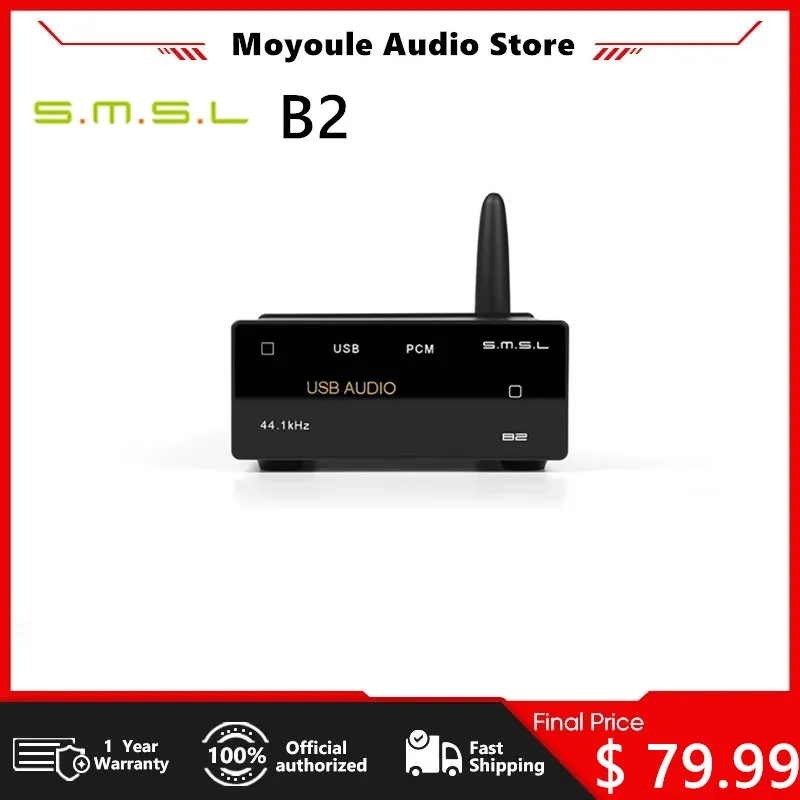 

SMSL B2 Bluetooth5.1 Audio Reciever Converter USB DAC CS43131 Decoding High Gain Bluetooth LDAC SBC AAC APTX/HD apXT_LL aptX