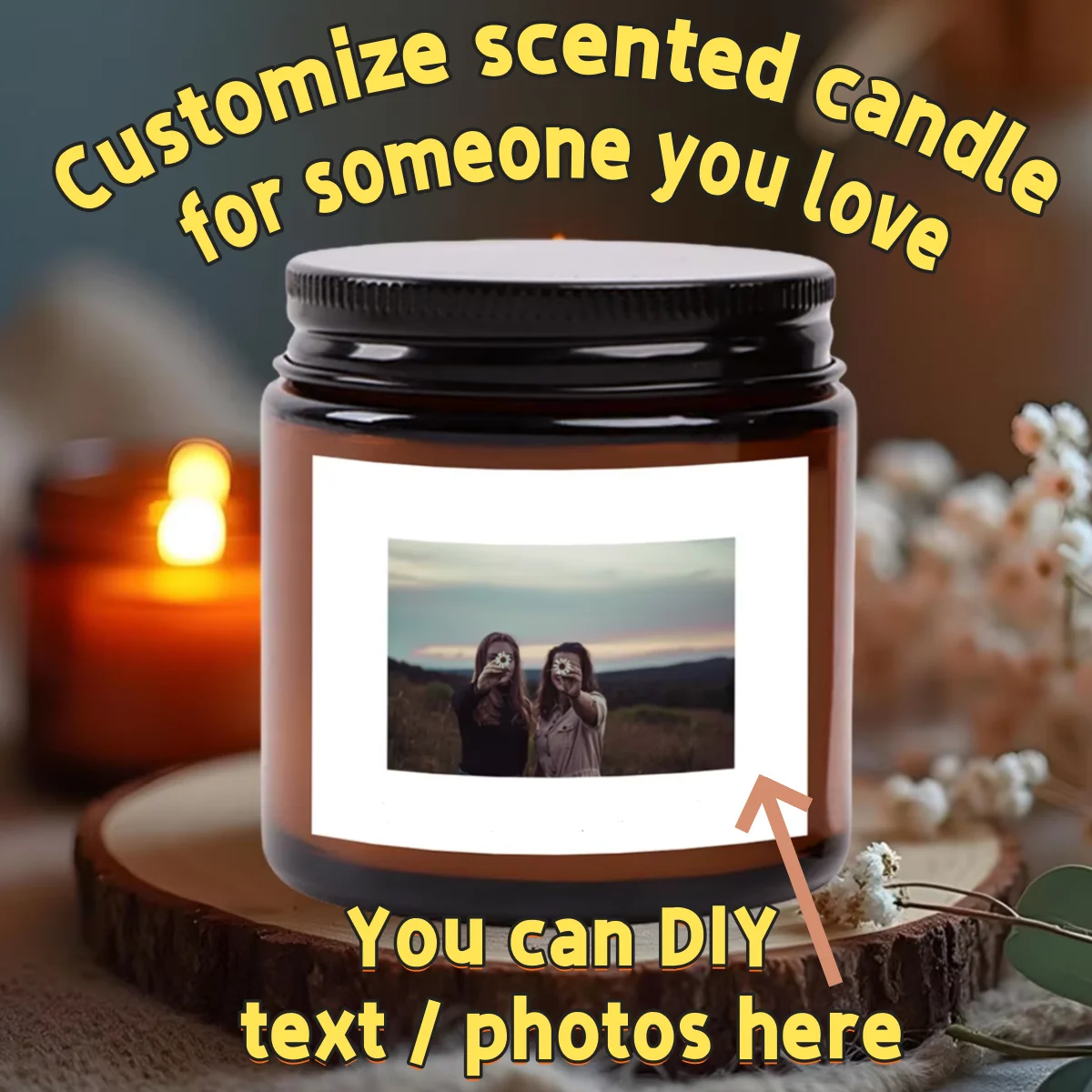 

3.5oz DIY Scented Candle Soy Wax - Personalized Custom Photo Design, Birthday Party, Company Benefits, Holiday Souvenirs gift.