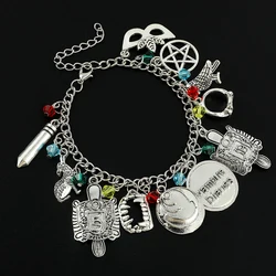 TV The Vampire Diaries Pendants Bangle Bracelet Mask Pentagram Link Chain Bracelets for Women Halloween Accessories