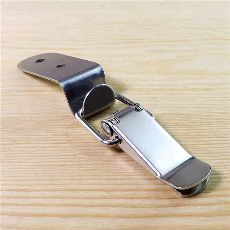 AA81-20X 90 Degrees Duck-Mouth Buckle Hook Lock Stainless Steel Spring Loaded Draw Toggle Latch Clamp Silver A
