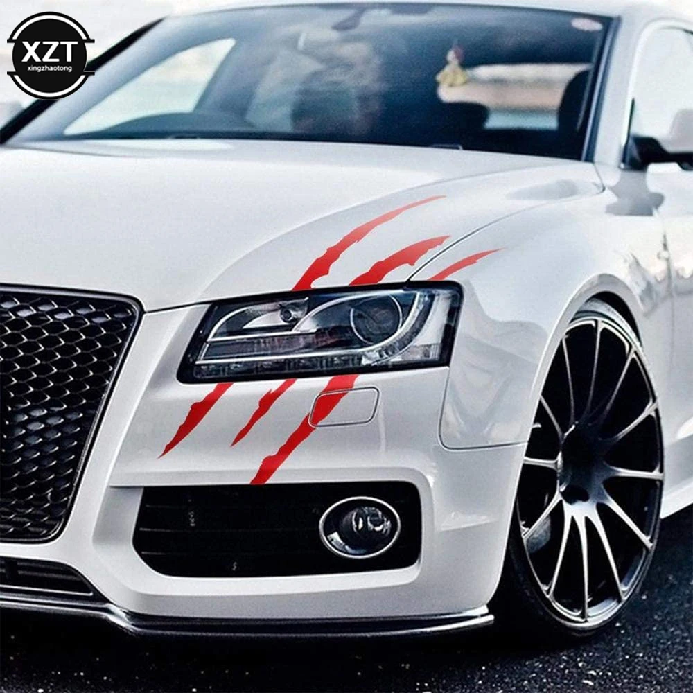 Three Ratels FTZ-1224#Funny Car Sticker Reflective Monster Scratch Stripe Claw Marks Car Auto Headlight Decoration Vinyl Decal