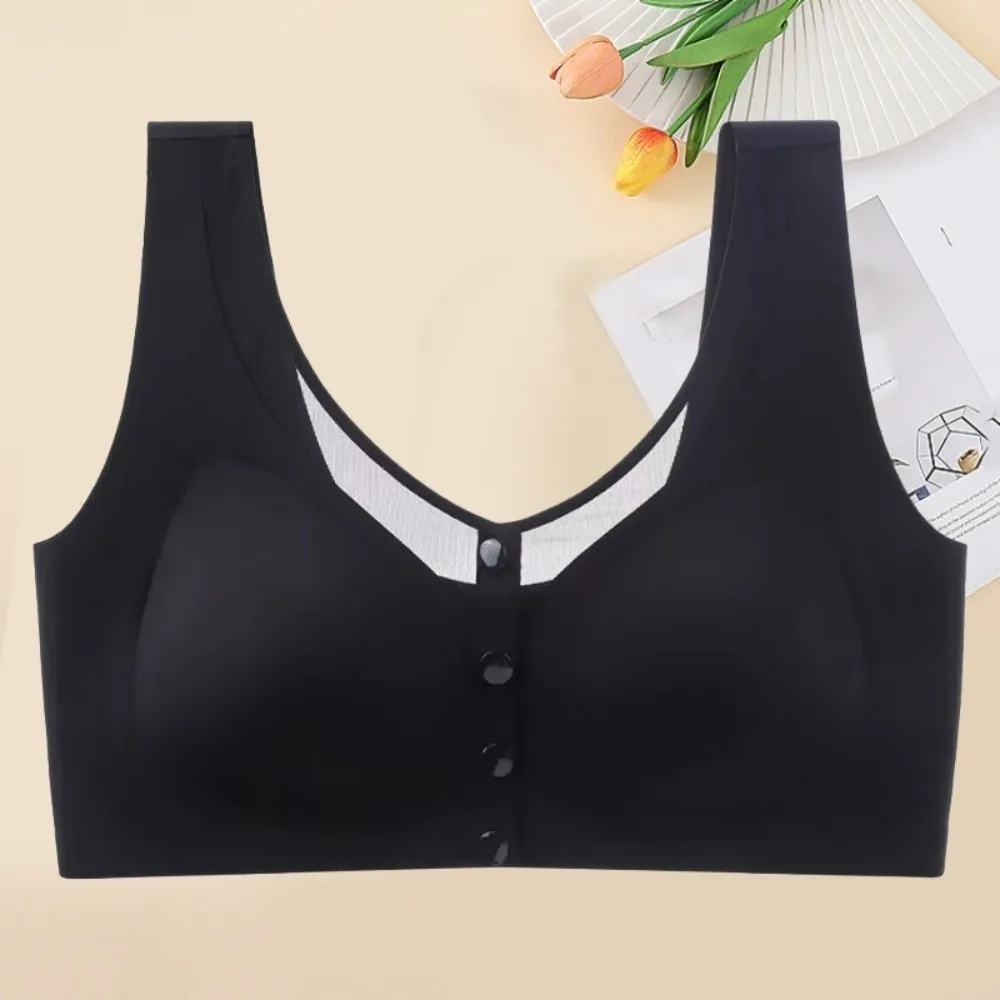 Basissteun voorste knop Naadloze beha Push-up ondergoed Groot formaat ondergoed voor dames Slanke lingerie Draadloze diepe V-bh Dame