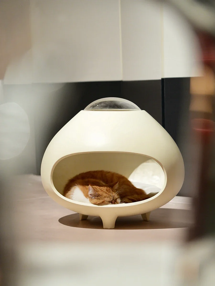 Original Design Cat Bed UFO Cat House Comfortable and Safe Pet Bed Light Luxury Pet Furniture FRP Material + Lambswool Pad