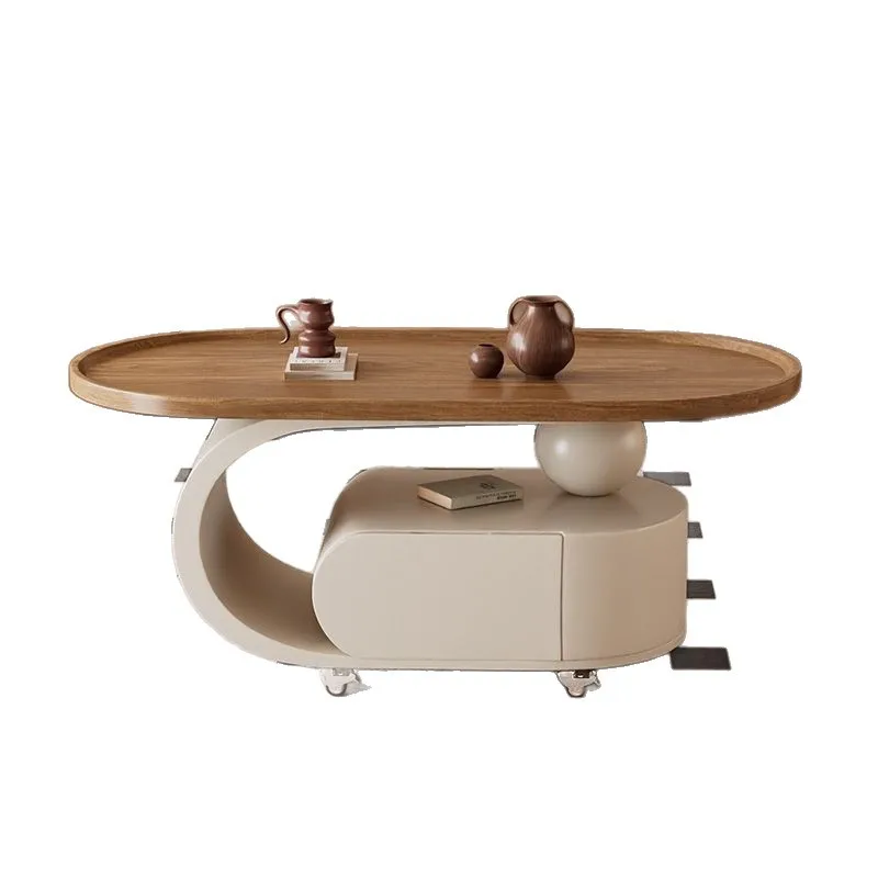 طاولة قهوة ايطالية بيضاوية بسيطة منزلية فاخرة خفيفة حديثة متنقلة