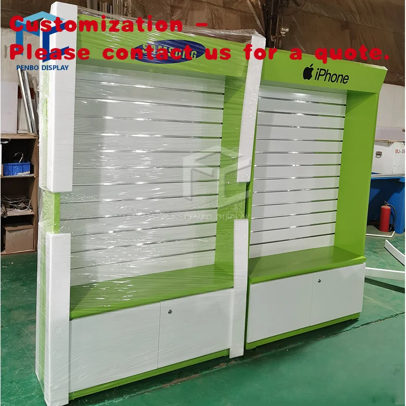 custom.Mobile Phone Repair Shop Furniture Accessories Electronic Store Wall Display Shelves Green Cell Phone Accessory Display R