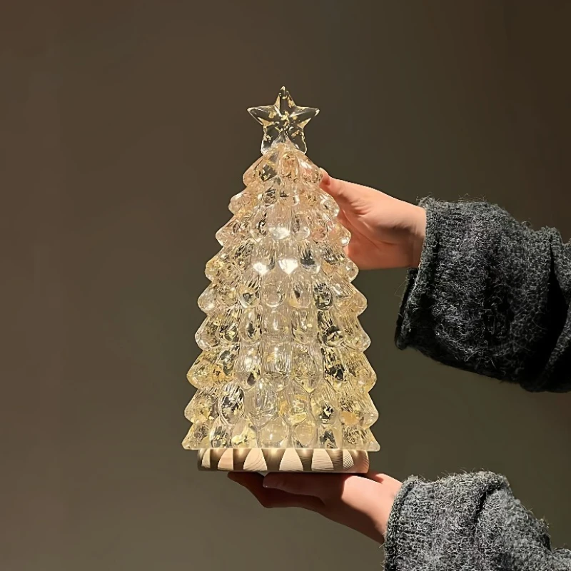 

Crystal Christmas Night Light, Bedroom Tree Sleep Lamp and Holiday Decor, Beautiful Atmosphere Light and Festive Gift