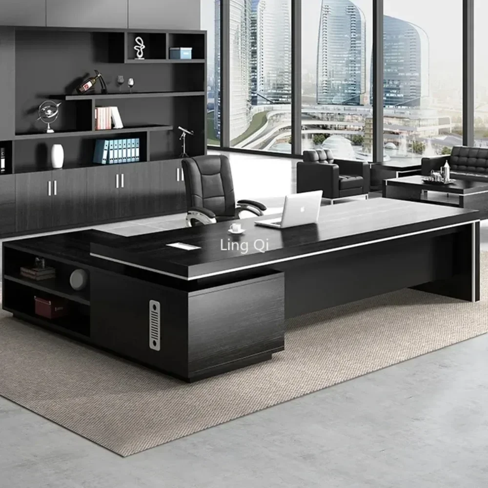 Boss Reception Office Desk Black Conference Floor Free Shipping Luxury Computer Desks Home Corner Bureau Meuble Home Furniture