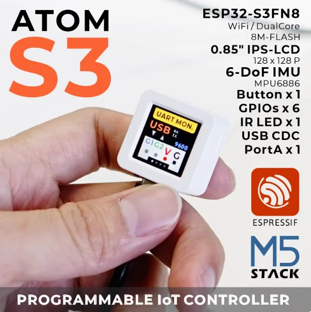 Official M5Stack ATOM-S3 ESP32-S3 Main Control Programmable Controller Embedded IoT Application