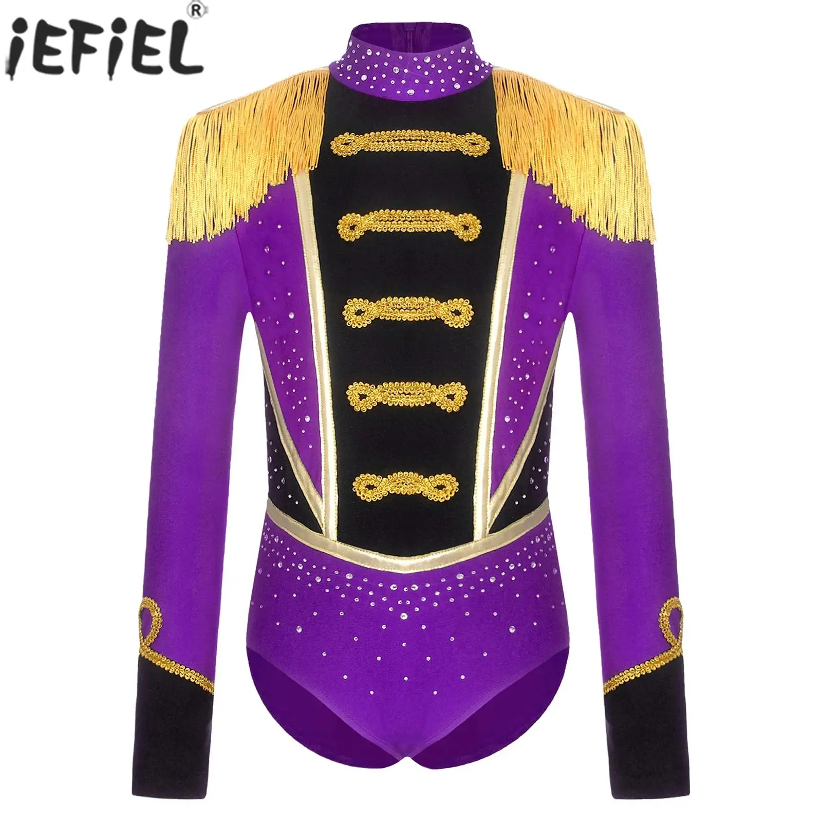 

Блестящий костюм циркового директора для девочек с стразами, для Хэллоуина, карнавала, косплея, выступлений, балета, танцев, гимнастики, леотард