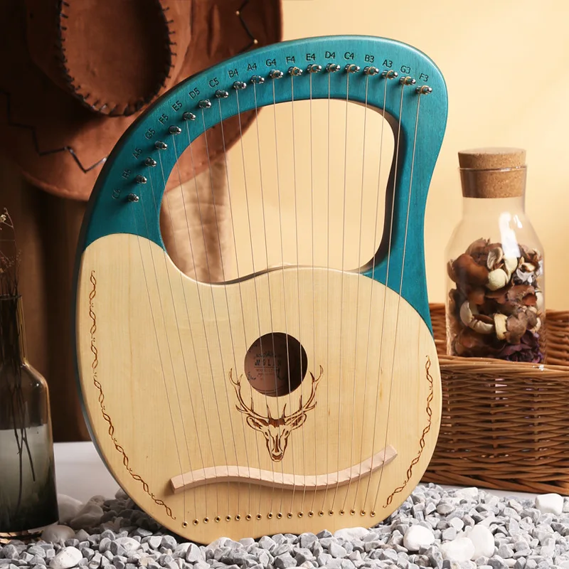 Lyre 19 Strings Lyre Harp Mahogany Wood Harp Piano Stringed Musical Instrument With Tuning Wrench Spare Strings