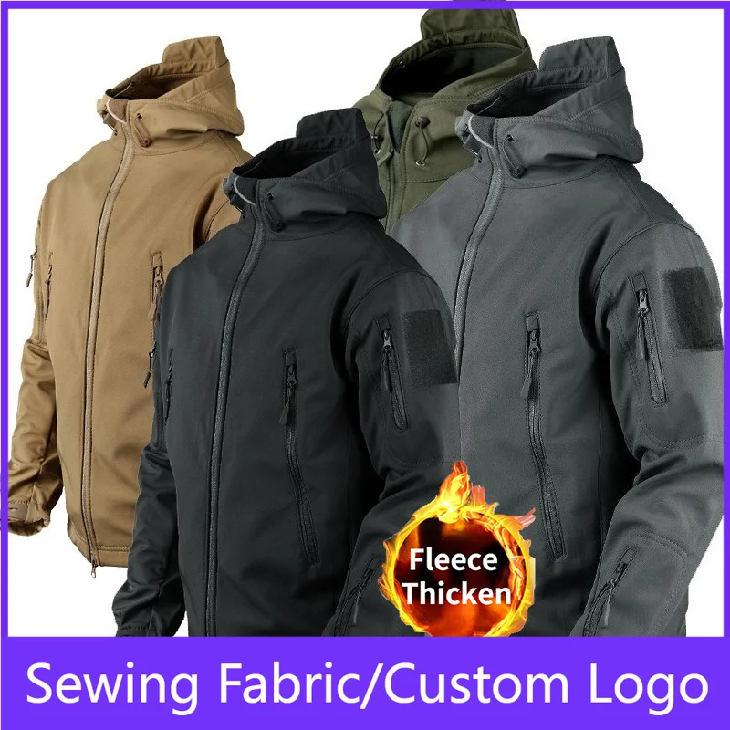 

Men's Winter Warm Fleece Lined Jacket Special Ops Military Tactical Soft Shell Rain Hood Coat Hiking Snowboard Waterproof Jacket