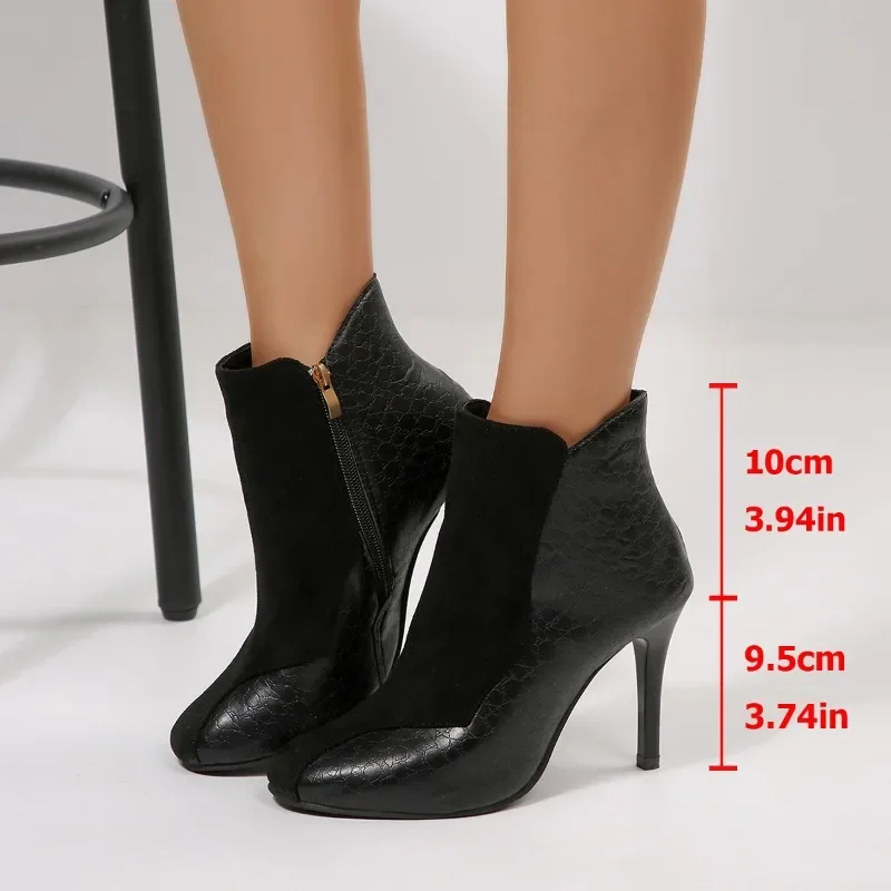 

Новые осенние нескользящие износостойкие ботильоны на высоком каблуке с острым носком и молнией, темпераментные ботильоны на шпильке