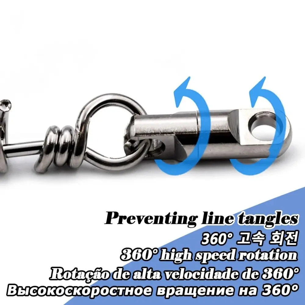 5PCS Fishing Corkscrew Swivel Snaps Saltwater Fishing Swivels Stainless Steel Heavy Duty Round Swivels Snap Lure Connector