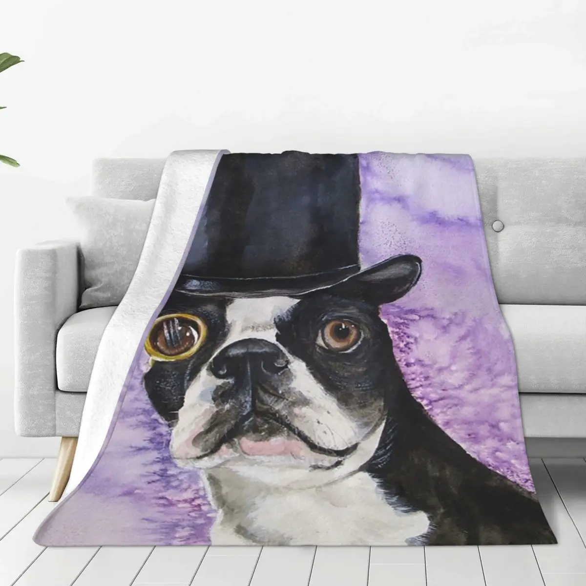 Dapper Boston Terrier Blankets Flannel Warm Sofa Throw Blankets For Couch Bedding Travel Throws Bedspread Quilt