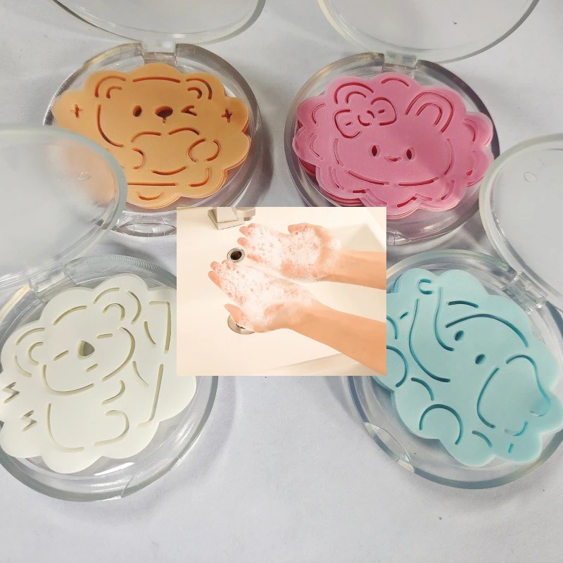 50Pcs Animal Pattern Soap Paper Colorful Paper Soap Disposable Soap Portable Soaps Sheet Hand Soaps Mini Disinfection Body Clean