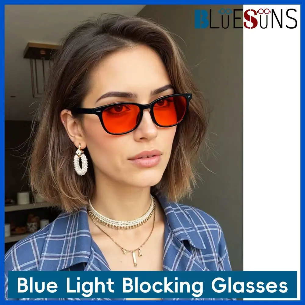 Occhiali anti luce blu di lusso per donna Lenti rosse e arancioni Protezione per gli occhi del computer Design elegante