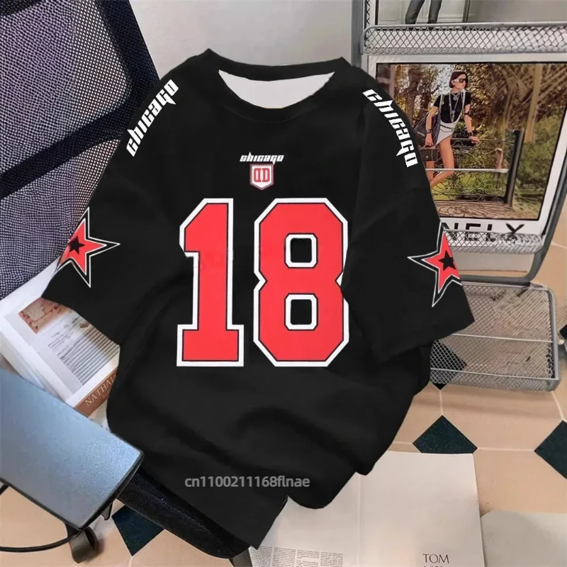 2025 뉴 스트릿 댄스 의상 3D 레트로 반팔 스포츠 남녀 공용 스트릿 캐주얼 힙합 저지 스포츠 티셔츠