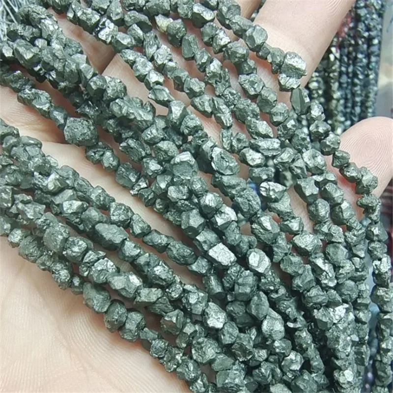 1 Strings Nature Pyrite Mine Stone Chips Top Selling Unique Beads Strings Size 3-5MM 6-8MM 8-10MM 15.5 Inches Length