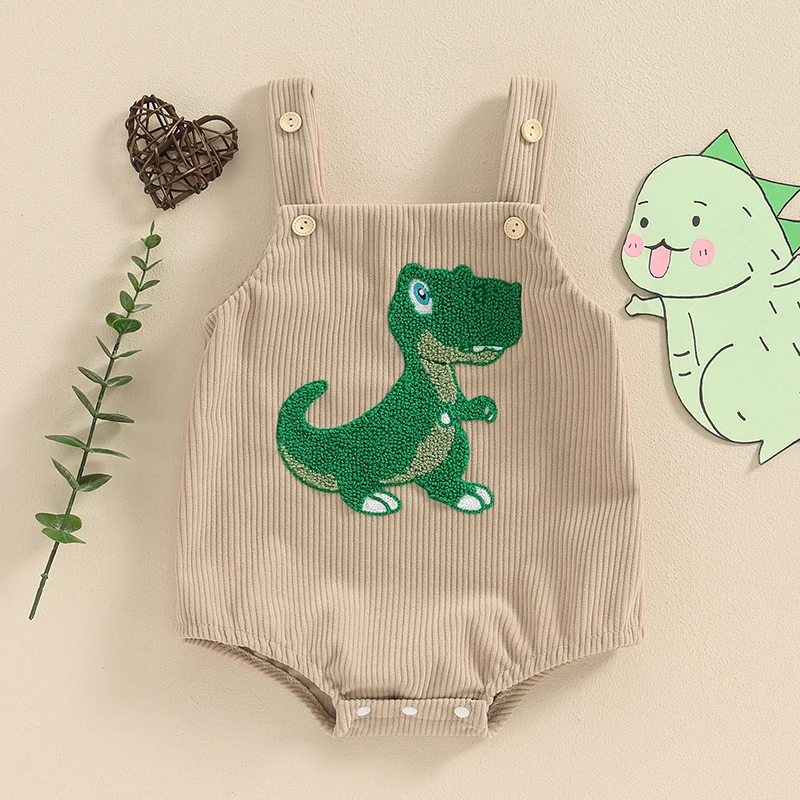 Infant Baby Girls Boys Rompers Fashion Sleeveless Dinosaur/Shark Embroidery Jumpsuits Summer Casual Newborn Clothes