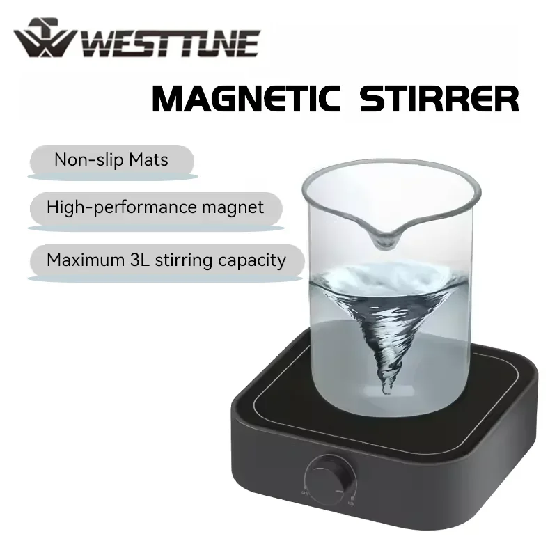 WESTTUNE Lab Magnetic Stirrer 350~3000PRM Magetic Mixer Max Stirring 3L Liquid Mixer Capacity Stir Plate 110~220V With Stir Bar