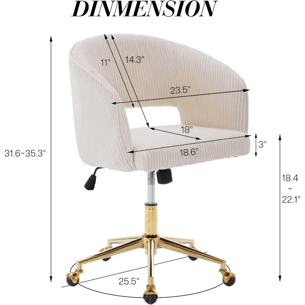 Home Office Chair Swivel Velvet Chair Accent Armchair Upholstered Modern Tufted Chairs with Gold Base Seat Computer Task Stools