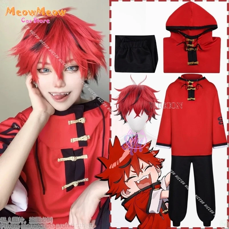 [MeowMeow Cos] أزياء أنيمي Gokurakugaiii التأثيرية ألما سترة حمراء وسراويل موضة فاسق Y2k موحدة باروكات للهالوين وعيد الميلاد Ro