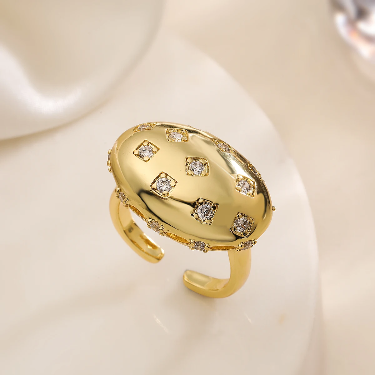 NEWBUY 2024 Hot Sale Gold Color High Polish CZ Rings For Women Party Jewelry Finger Accessories