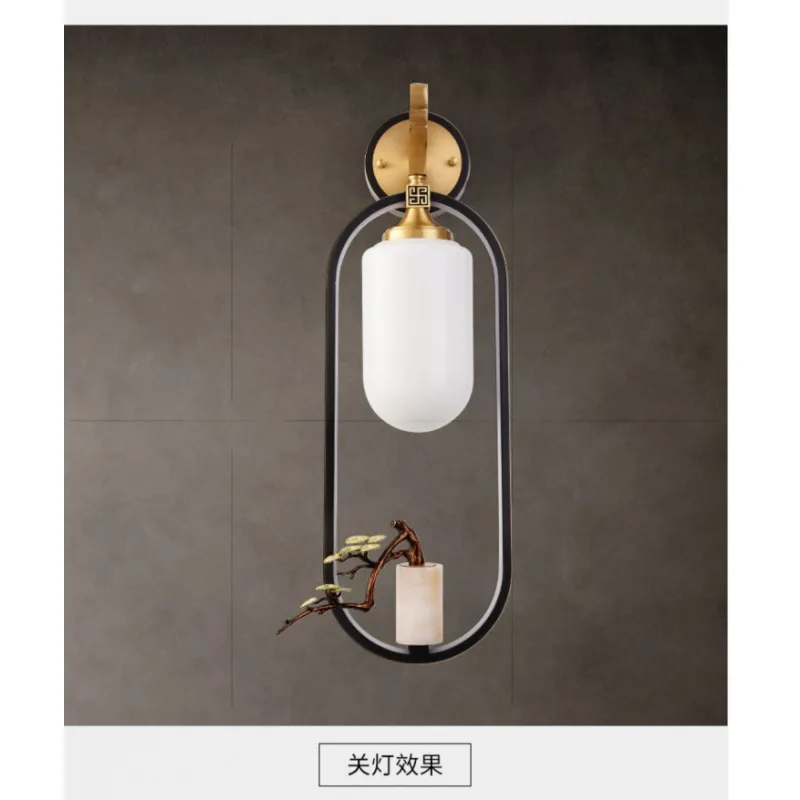 

Modern Chinese style background wall lamp design lamp, living room sofa edge lamp, new Chinese style all copper bedroom