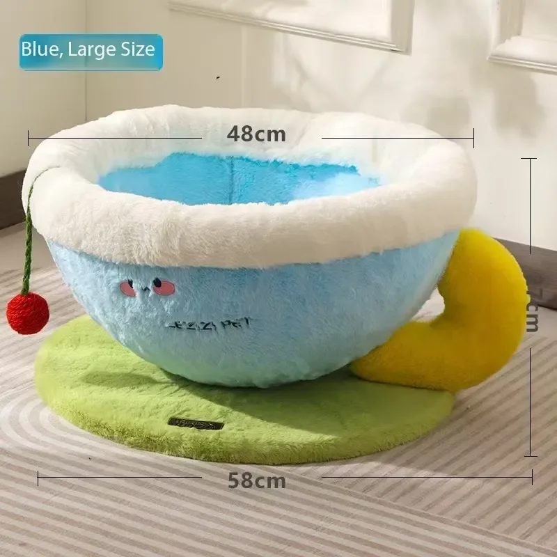 Small Rabbit Velvet Pet Bed Winter Warm Detachable and Washable Semi-Closed Nest for Cats Dogs and Kittens