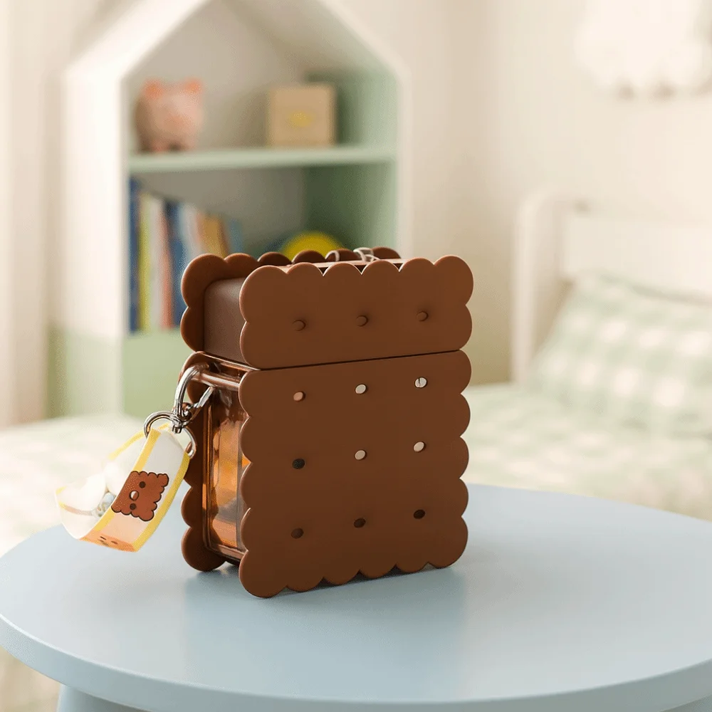 

Kawaii Style Water Bottle with Straw 380ML Biscuit Shaped Cookie Water Cup with Handle Portable Children Drinking Bottle