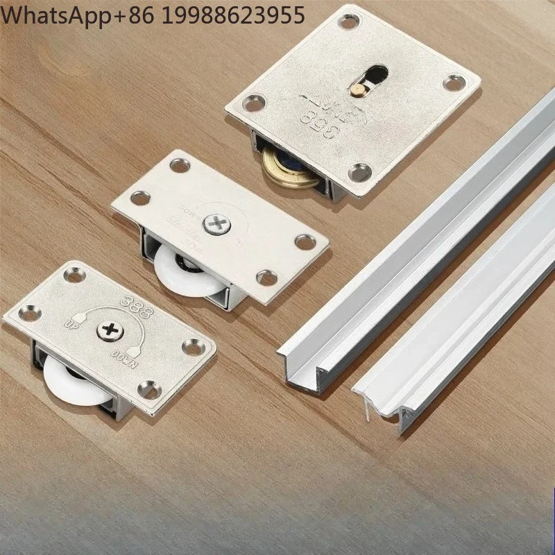 4 set Metal wardrobe sliding door wheel furniture sliding door wheel furniture track silent pulley
