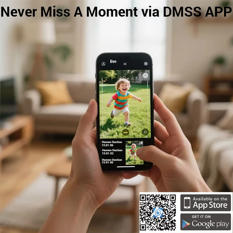 Dahua 5MP Wireless PT Camera Sound&Light Alarm Two-way Talk Auto Tracking Human Vehicle Detection WiFi Security Camera P5AE-PV