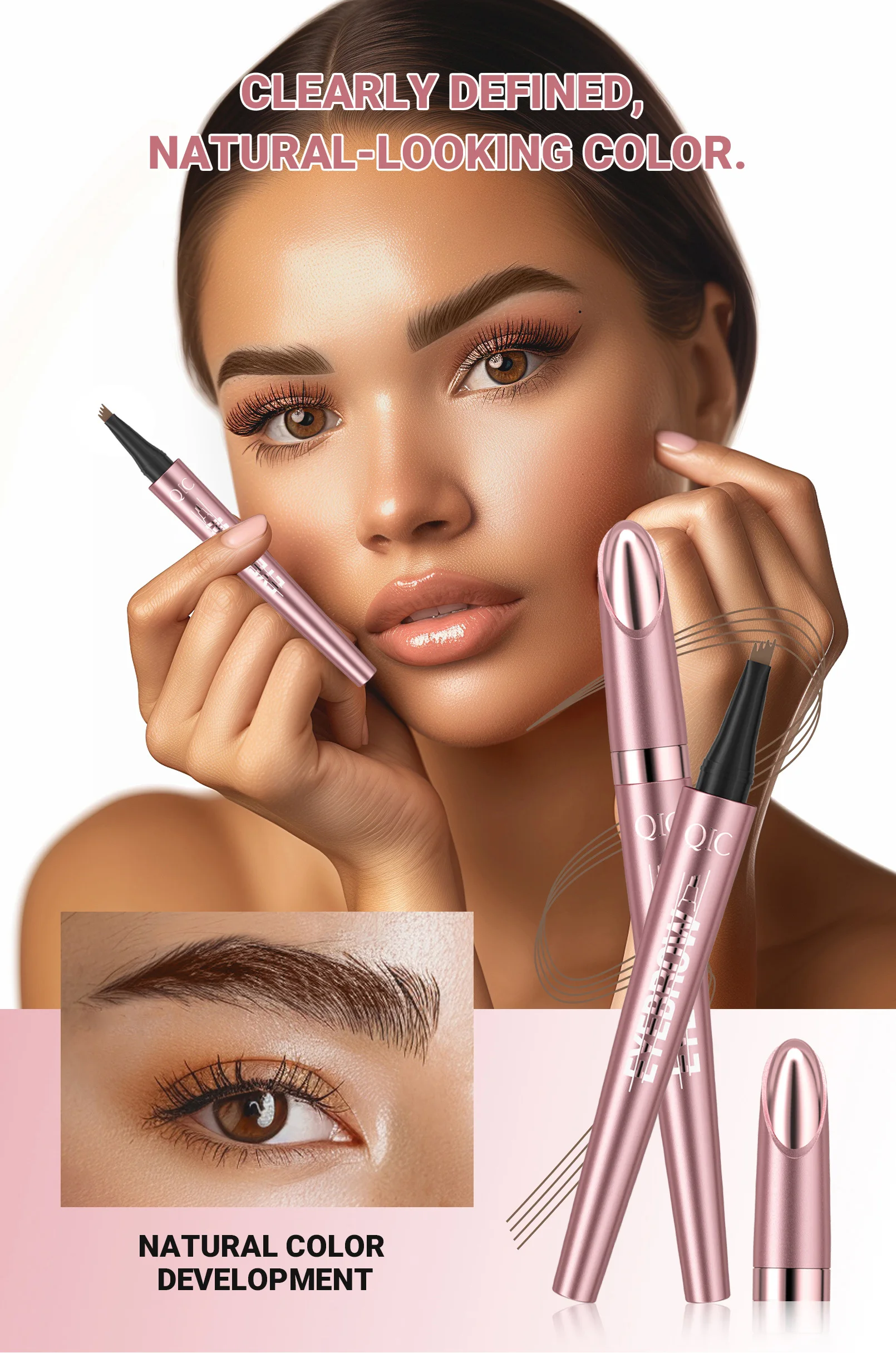 Vier-Klauen-Flüssig-Augenbrauenstift, wasserfest, schweißfest, langanhaltend, 3D Wild Brow Microblading Make-up für Anfänger – Detail 5