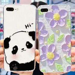 For iPhone 7 8 Plus Phone Case iPhone7 iPhone8 7Plus 8Plus SE 2020 2022 Cute Panda Flower Pattern Soft Silicone TPU Cases
