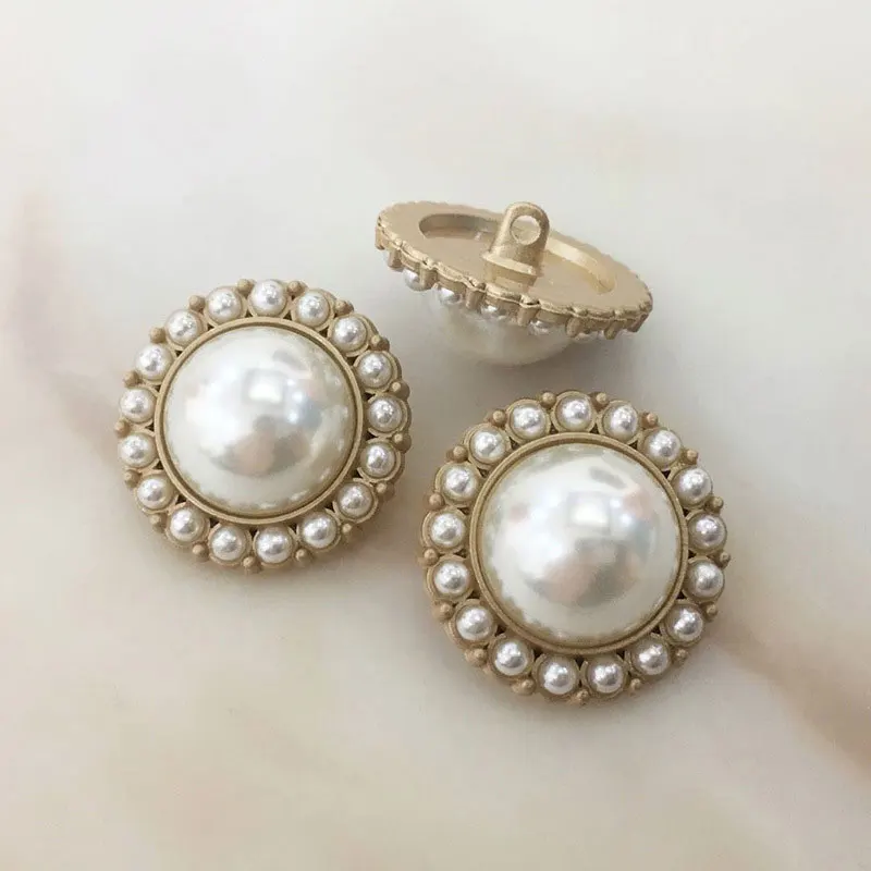 6 Stück 12,5–28 mm Metall-Perlenknöpfe für Kleidung, Verschlüsse, Nähen, Mini-Knopf, Gold, Luxus-Damenkleid, Mantel, Bekleidungszubehör – Detail 2