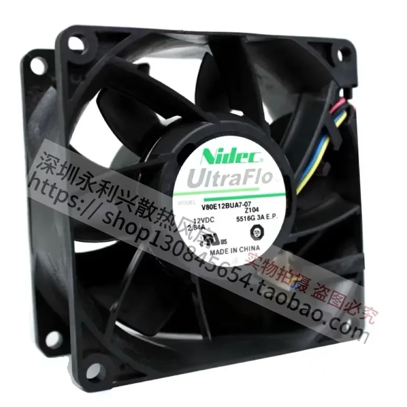 for Nidec V80E12BUA7-07 8038 PWM Speed Regulating High Speed Cooling Fan 12V 2.84A Air Cooled