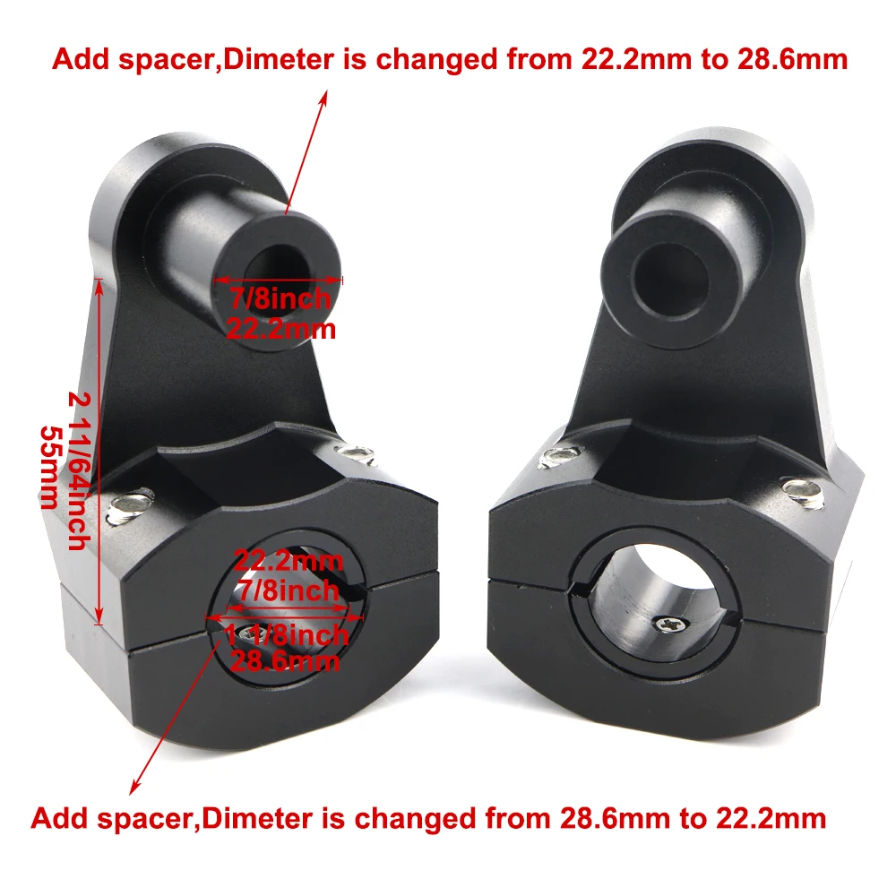 22mm 7/8'' Motorcycle Mount Clamp Handlebar Risers For Honda XR250R/600R/300R/400R/500R XR150L XL700V XRV650 Dax125 CTX700 CL500