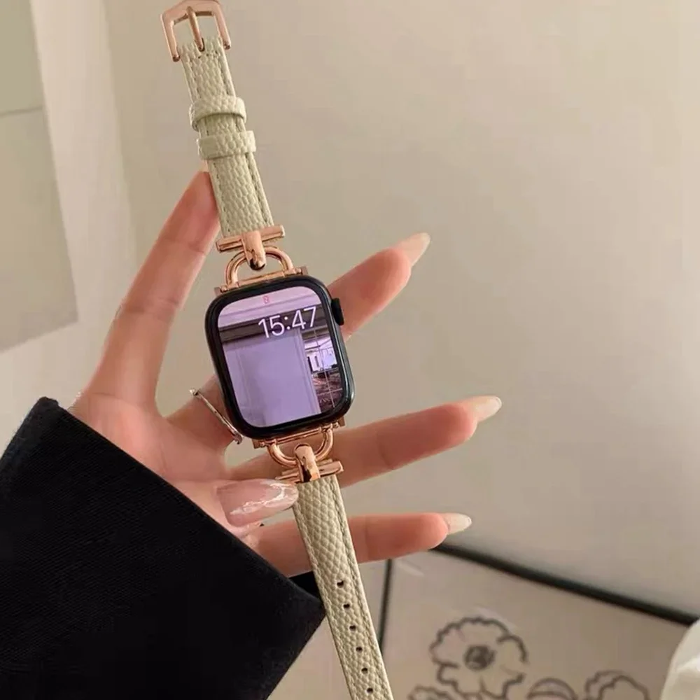 Кожаная петля для Apple Watch, женский ремешок серии Ultra 10/9/8/7/6/5/4/3/2/1 SE 38 мм 40 мм 41 мм 42 мм 44 мм 45 мм 46 мм 49 мм Ремешок
